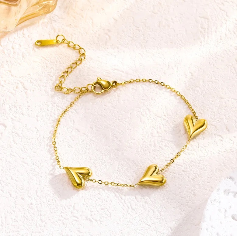 18K Gold Plated Heart Shape Streetwear Bracelet