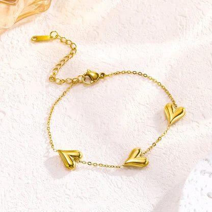 18K Gold Plated Heart Shape Streetwear Bracelet