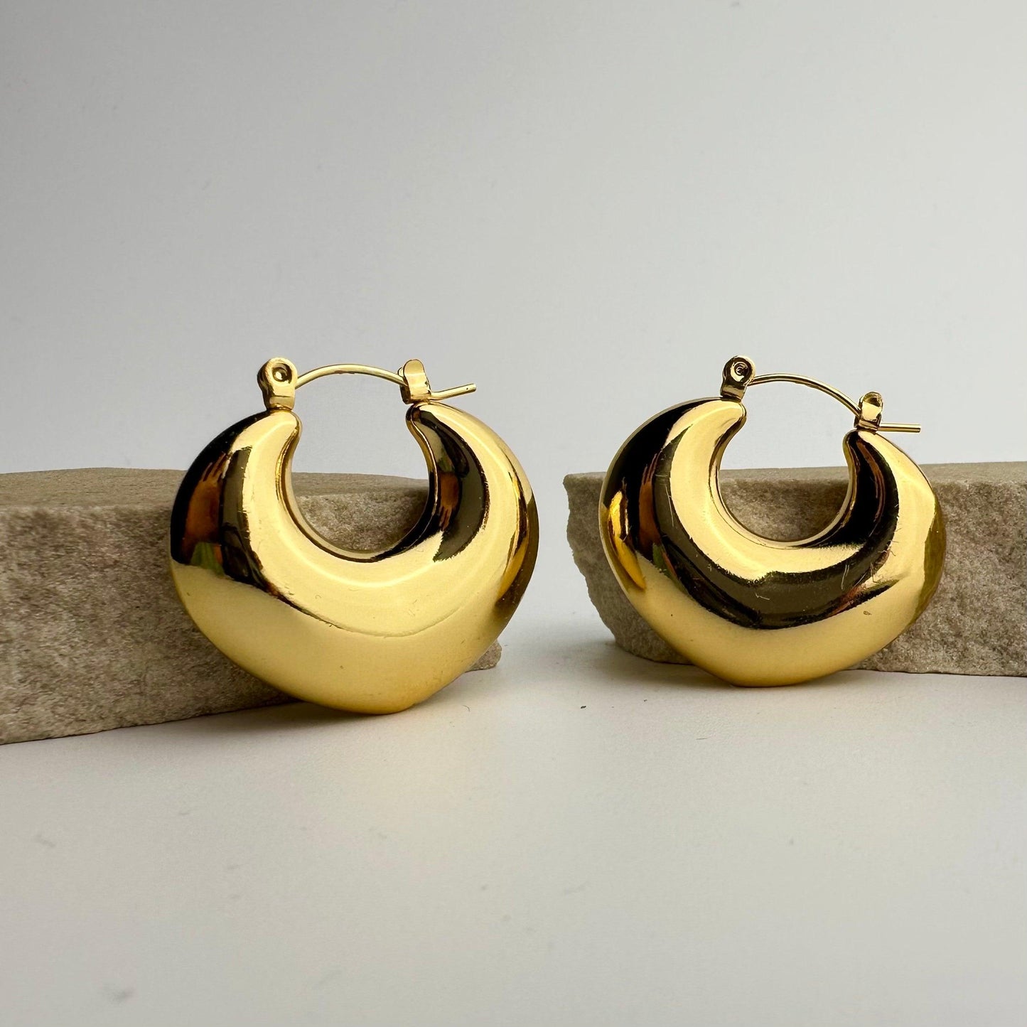 18K Gold Plated Petal Hoops Earrings