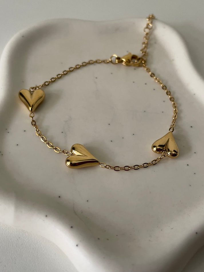 18K Gold Plated Heart Shape Streetwear Bracelet