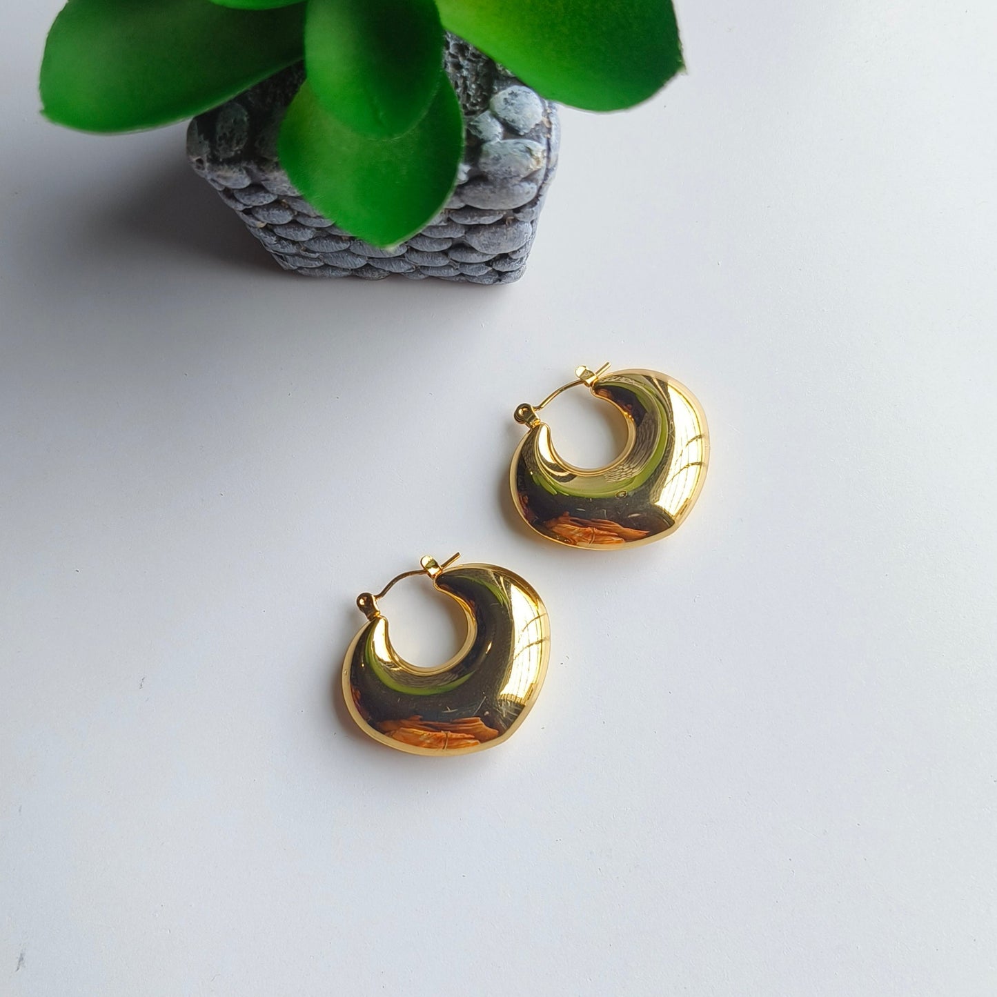 18K Gold Plated Petal Hoops Earrings