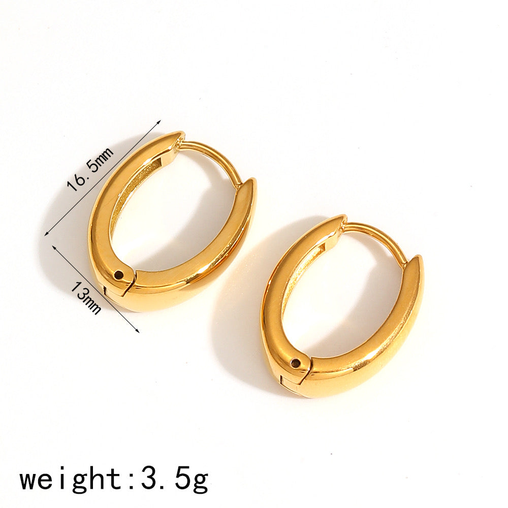 18K Gold Plated Asymmetric Solid Earrings