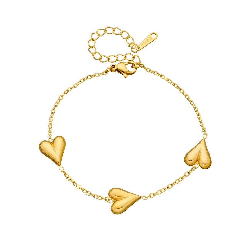 18K Gold Plated Heart Shape Streetwear Bracelet