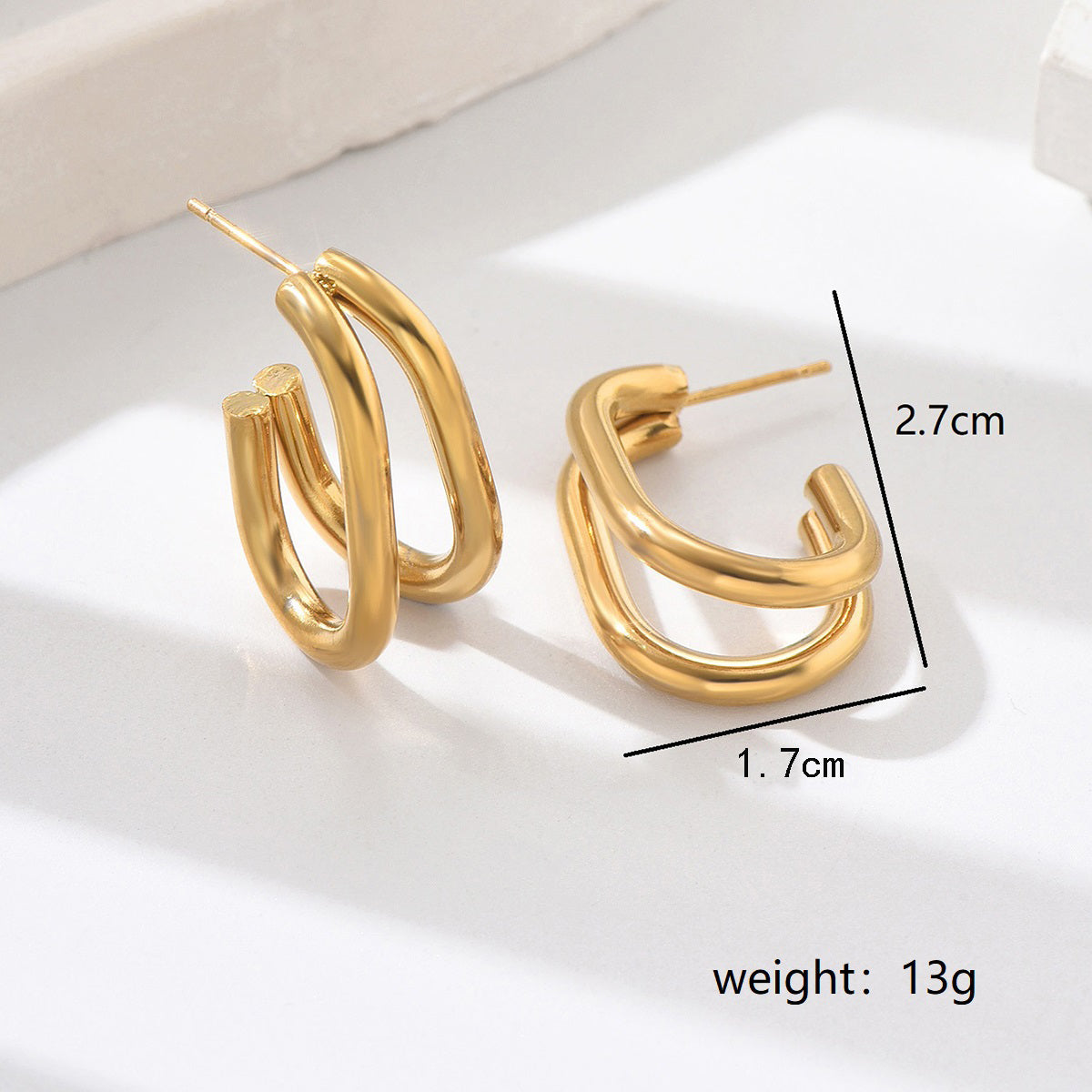 18K Gold Plated Geometric Stud Earrings