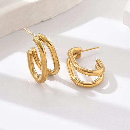 18K Gold Plated Geometric Stud Earrings