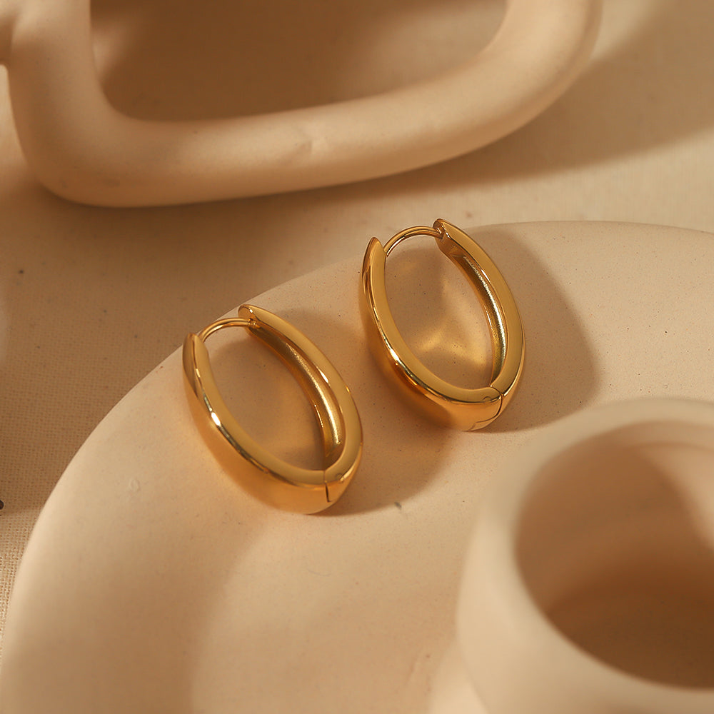 18K Gold Plated Asymmetric Solid Earrings