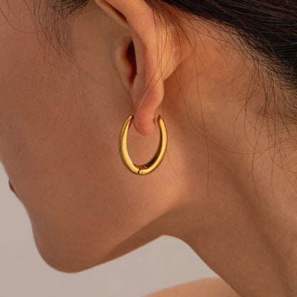 18K Gold Plated Asymmetric Solid Earrings