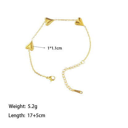 18K Gold Plated Heart Shape Streetwear Bracelet