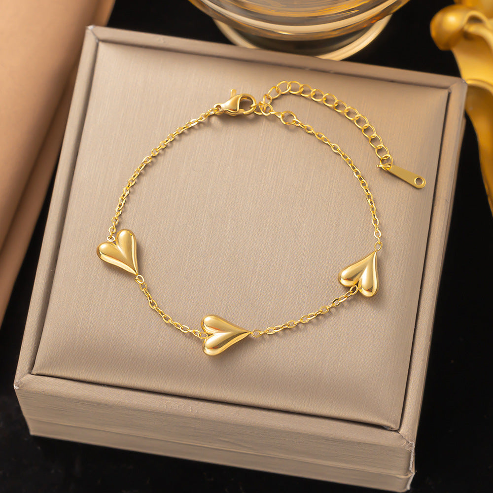 18K Gold Plated Heart Shape Streetwear Bracelet