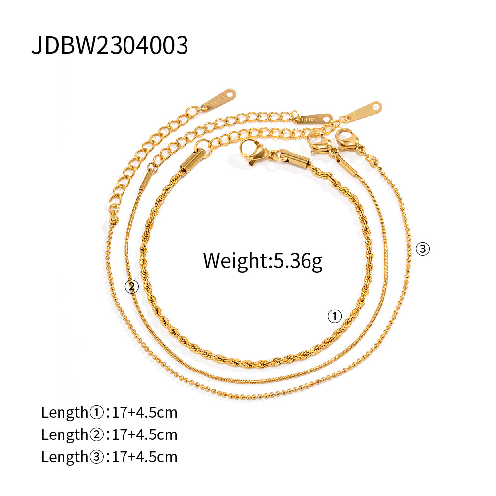 18K Gold Plated Triple Bracelet