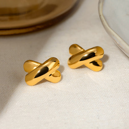 18K Gold Plated X shape Earrings