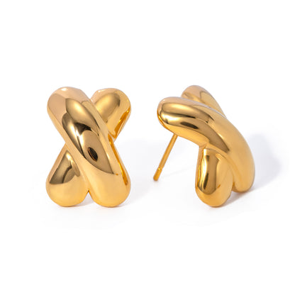 18K Gold Plated X shape Earrings