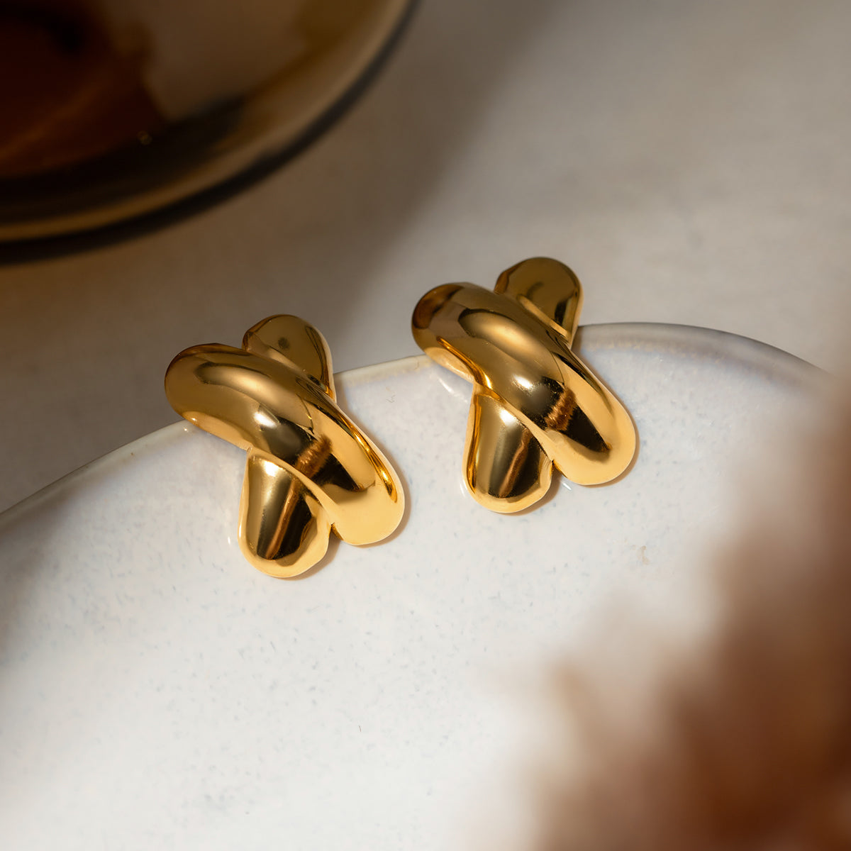 18K Gold Plated X shape Earrings