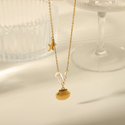 18K Gold Plated Acrylic Sea Shell Necklace