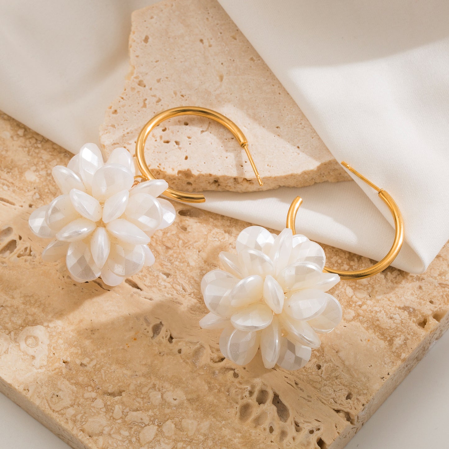 18K Gold Plated Acrylic Petal Inlay Earrings