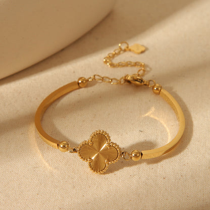 18K Gold Plated Four Leaf Clover Bracelet