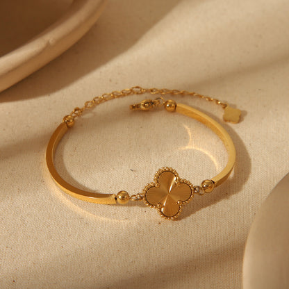 18K Gold Plated Four Leaf Clover Bracelet