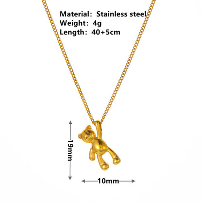 18K Gold Plated Hanging Bear Necklace