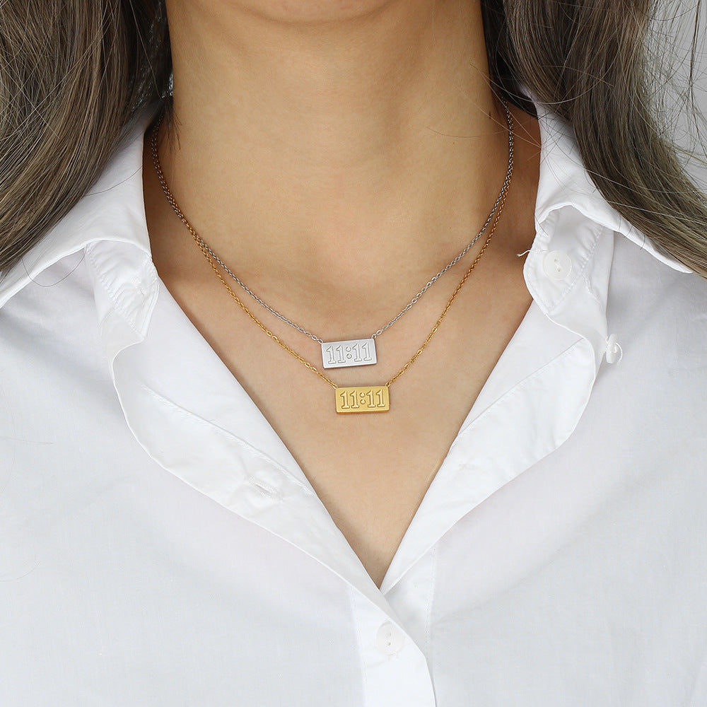 18K Gold Plated 11:11 Inlaid Necklace