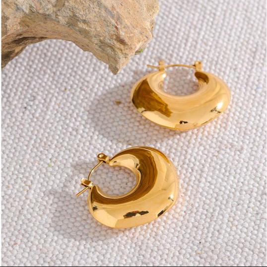 18K Gold Plated Petal Hoops Earrings