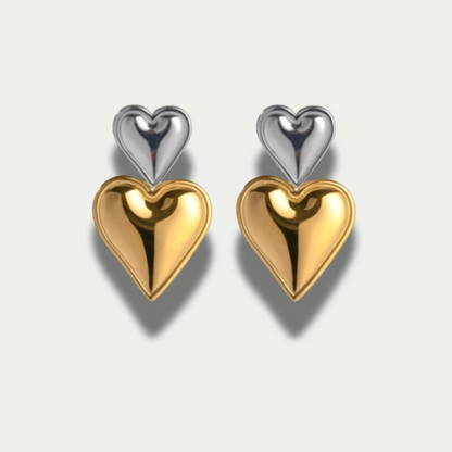 Classic Style Heart Shape Mixed Color Stainless Steel Earrings