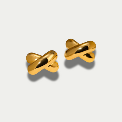 18K Gold Plated X shape Earrings