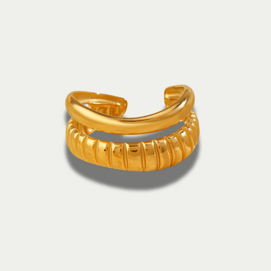 18K Gold Plated Simple Style Lines Open Ring