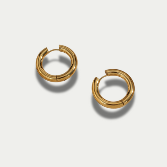 18K Gold Plated Simple Round Hoop Earrings