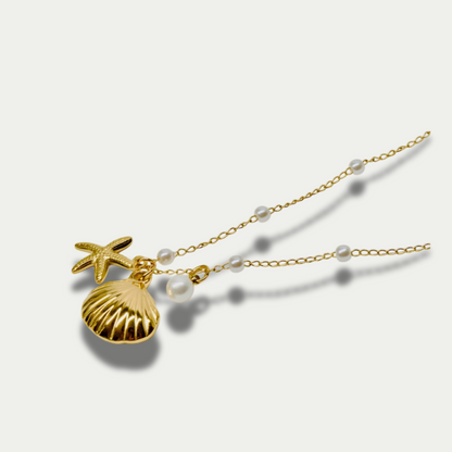 18K Gold Plated Acrylic Sea Shell Necklace