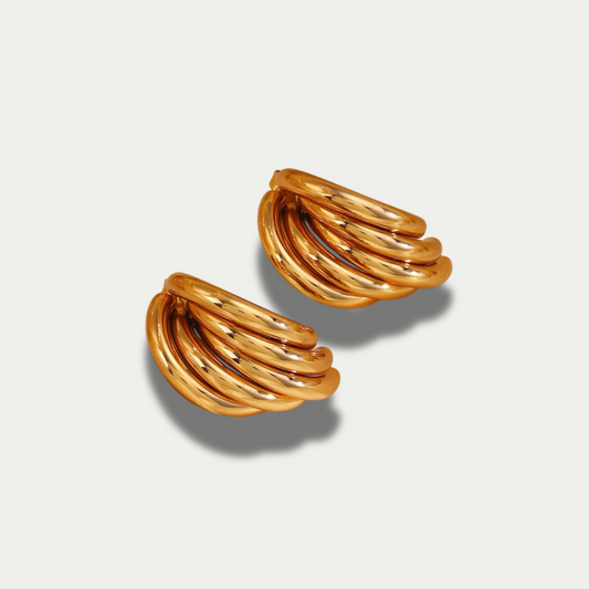 18K Gold Plated Leafy Stud Earrings