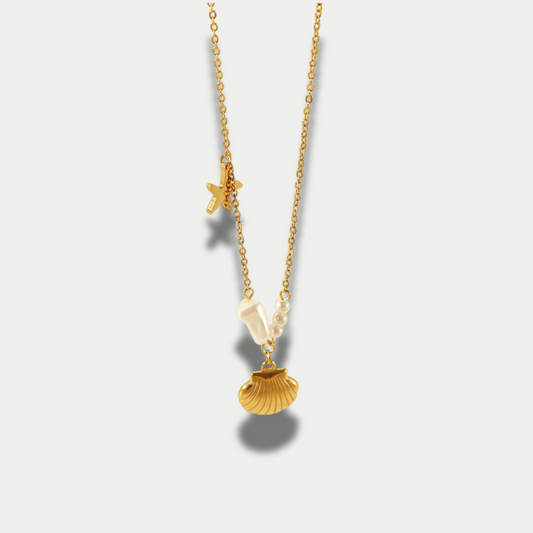 18K Gold Plated Acrylic Sea Shell Necklace