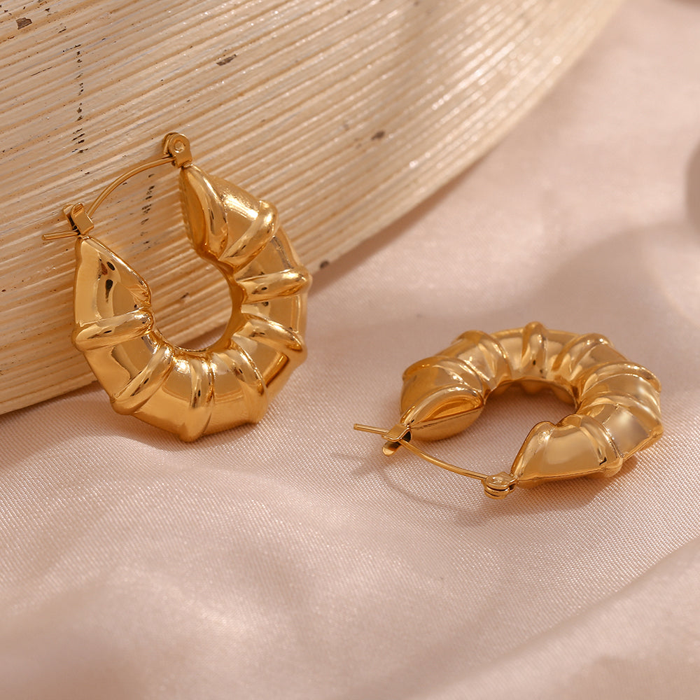 18K Gold Plated Circular Chunky Earrings