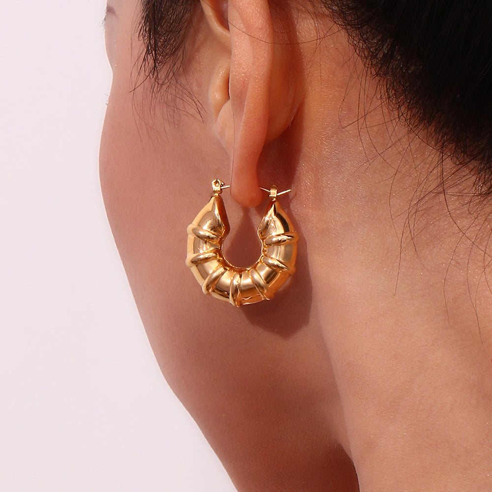 18K Gold Plated Circular Chunky Earrings