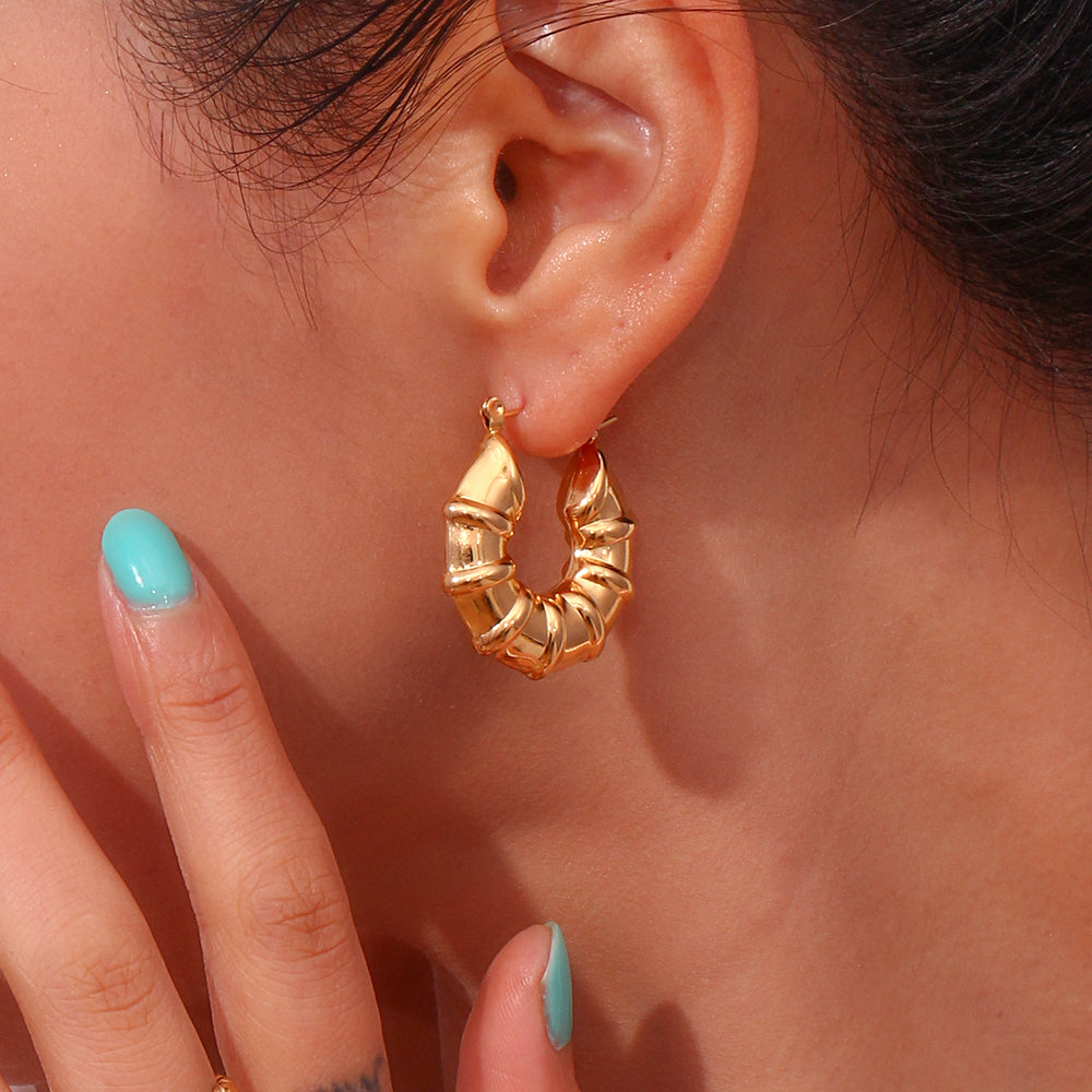 18K Gold Plated Circular Chunky Earrings