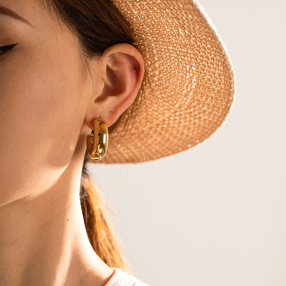 18K Gold Plated Circular Hoops Earrings