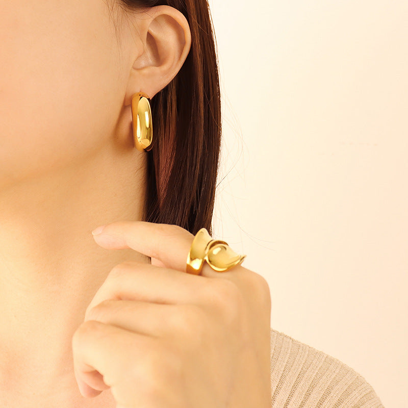 18K Gold Plated Circular Hoops Earrings