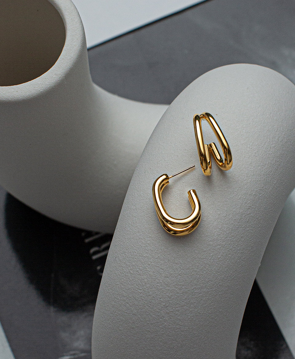 18K Gold Plated Geometric Stud Earrings