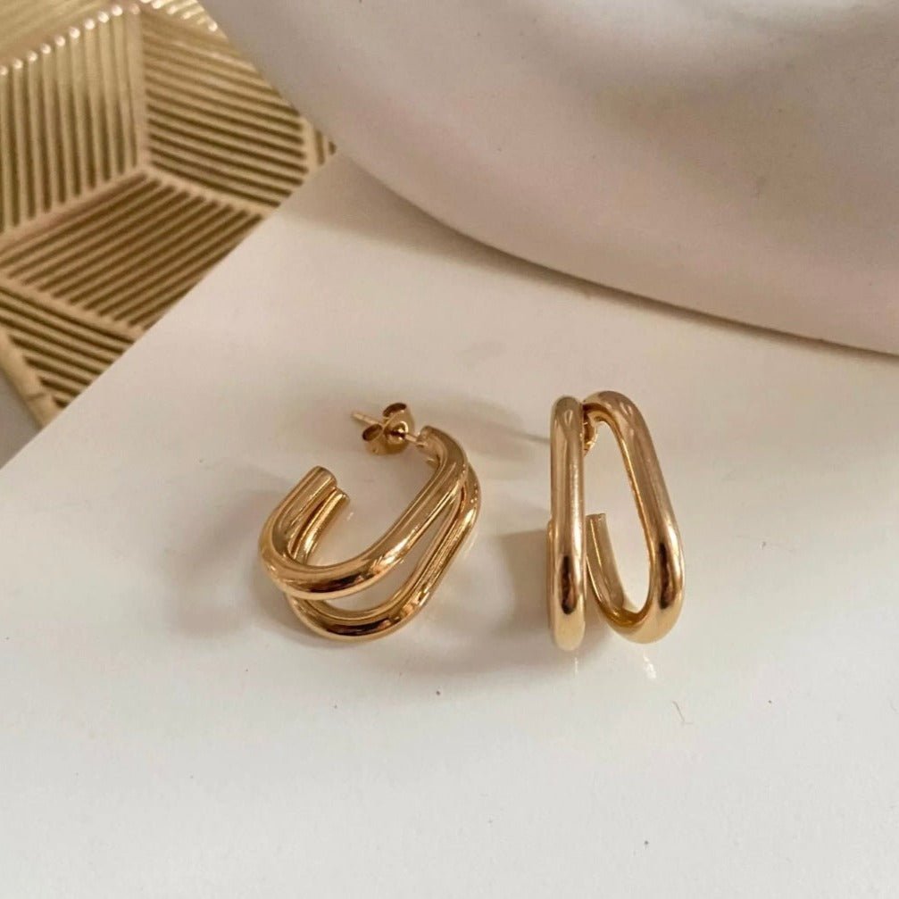 18K Gold Plated Geometric Stud Earrings