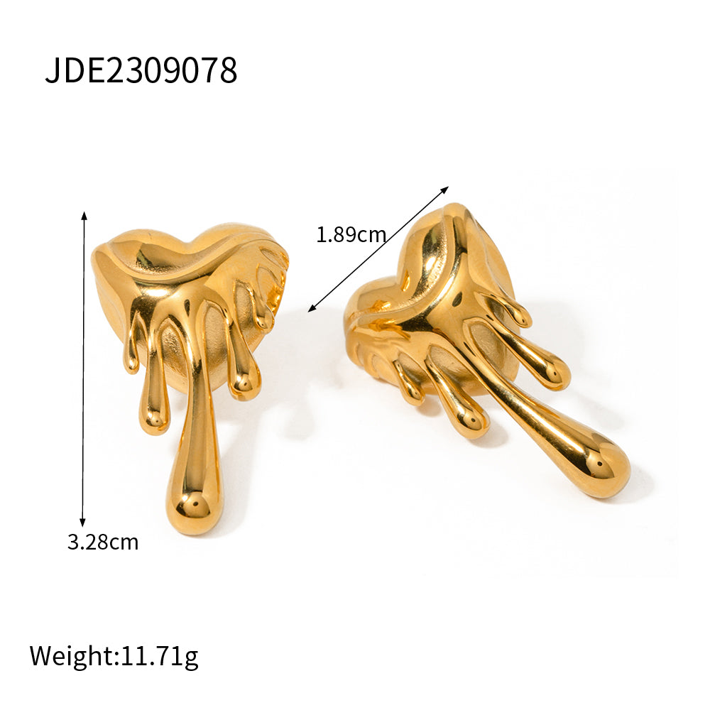 18K Gold Plated Melting Heart Earrings