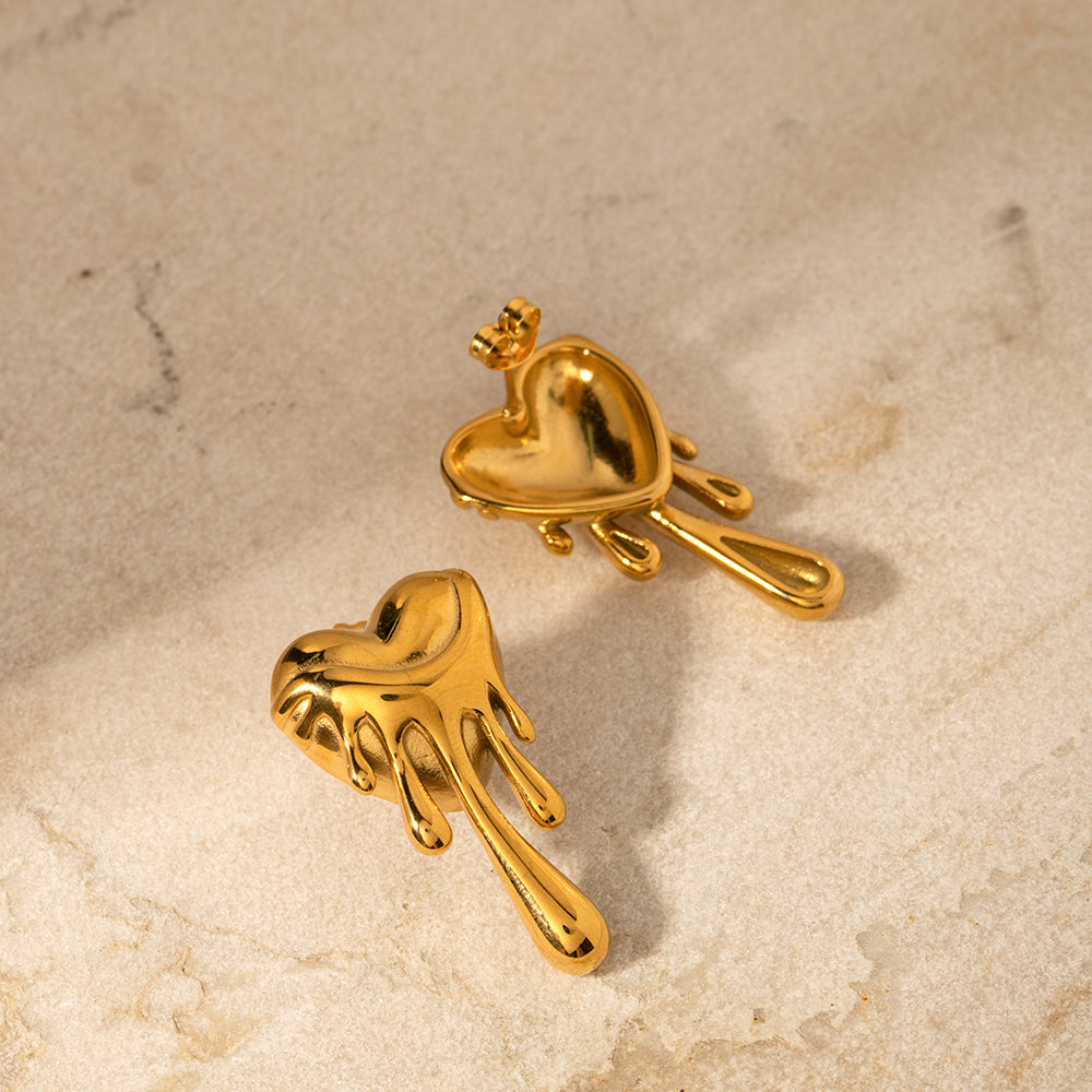 18K Gold Plated Melting Heart Earrings