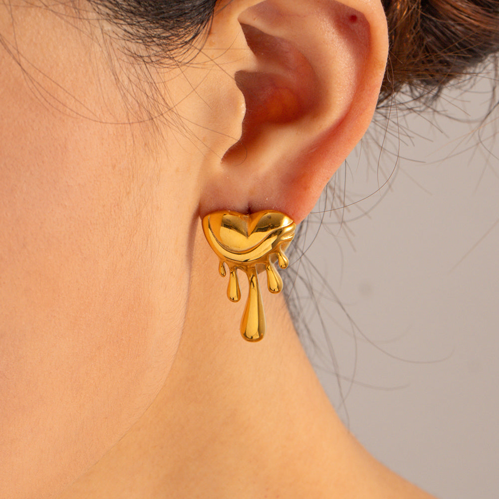 18K Gold Plated Melting Heart Earrings