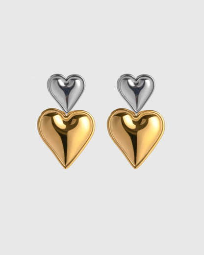 Classic Style Heart Shape Mixed Color Stainless Steel Earrings