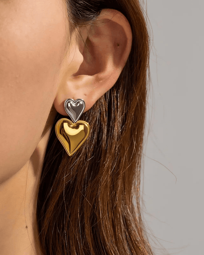 Classic Style Heart Shape Mixed Color Stainless Steel Earrings